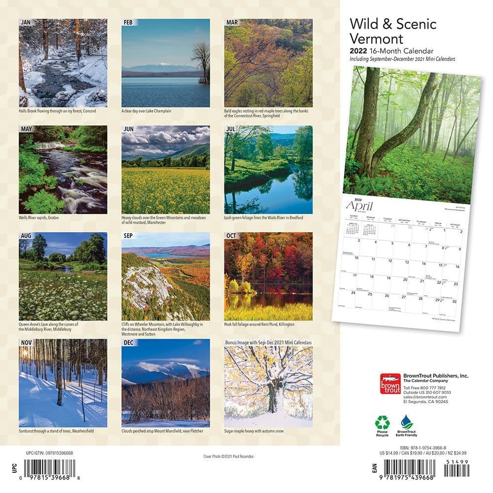 Vermont Wild And Scenic 2022 Wall Calendar - Calendars.com