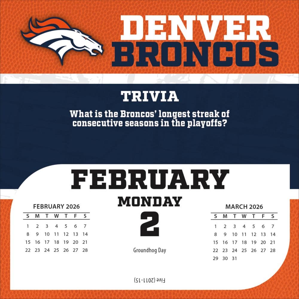 NFL Denver Broncos 2026 Desk Calendar Second Alternate Image