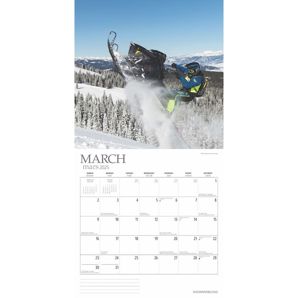 Snowmobiling 2025 Wall Calendar interior