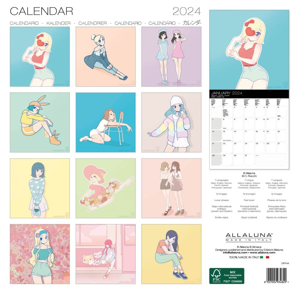 Manga Girls 2024 Wall Calendar