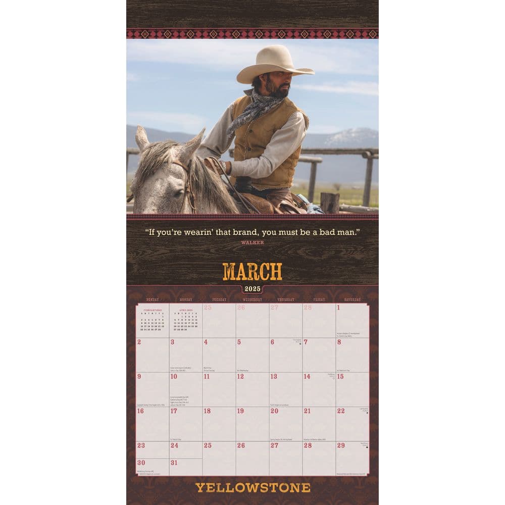 Yellowstone TV 2025 Wall Calendar Alt2