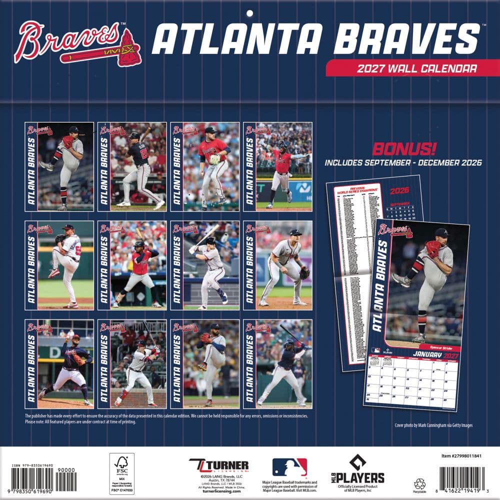 MLB Atlanta Braves 2027 Wall Calendar First Alternate image