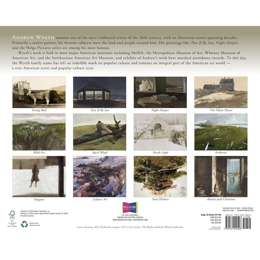 Art Of Andrew Wyeth 2025 Wall Calendar