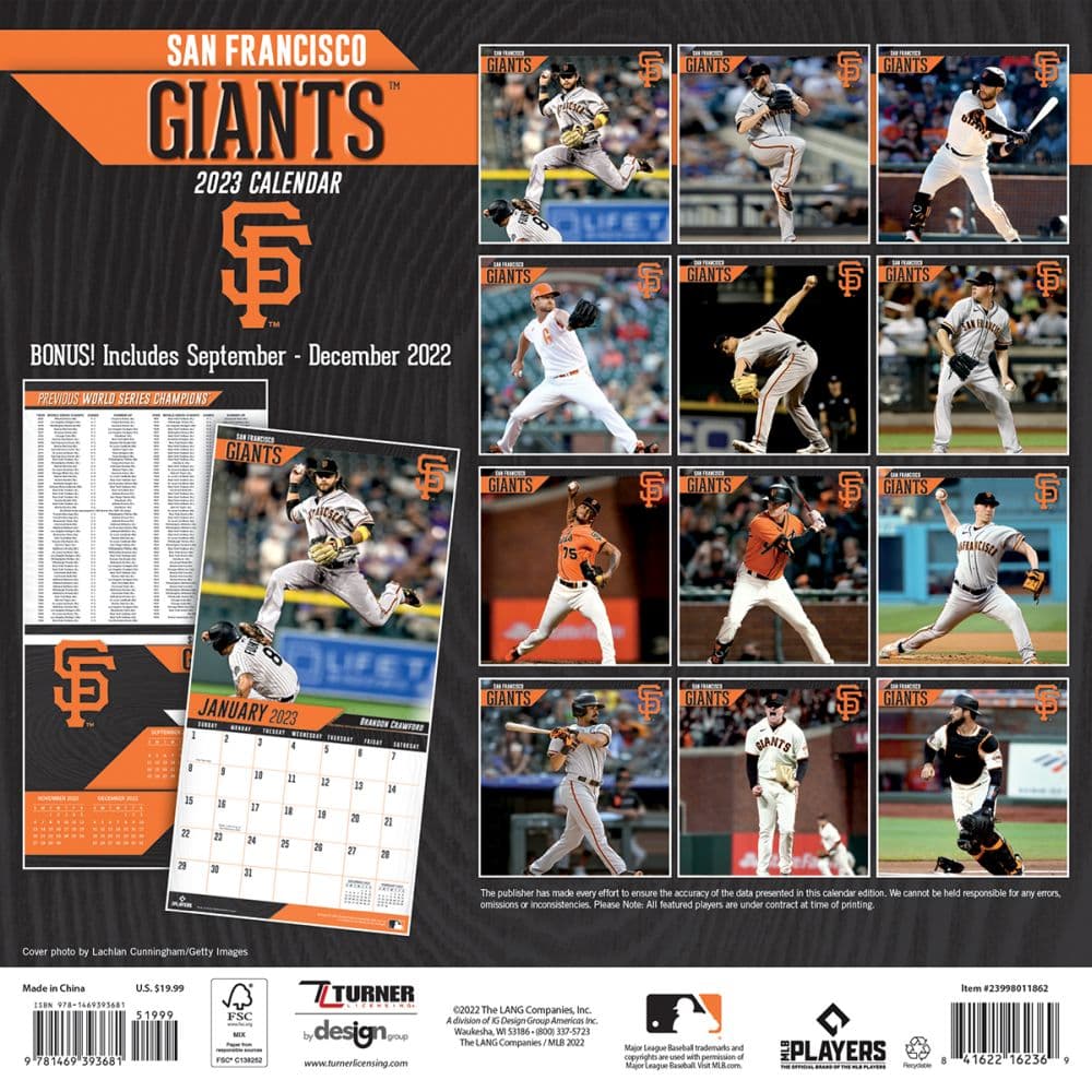 MLB San Francisco Giants 2023 Wall Calendar - Calendars.com