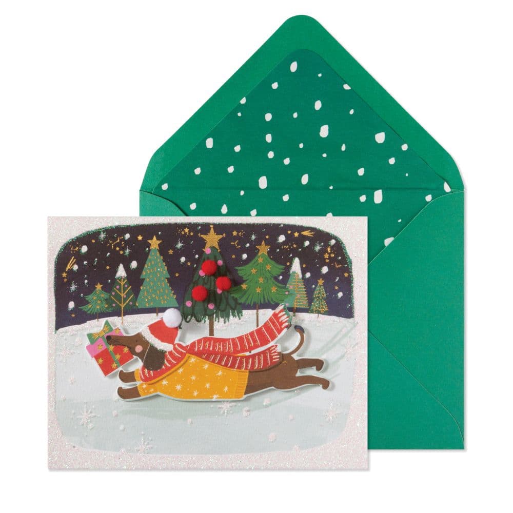 Running Dog with Gift 10 Count Boxed Christmas Cards Main Product Image width=&quot;1000&quot; height=&quot;1000&quot;