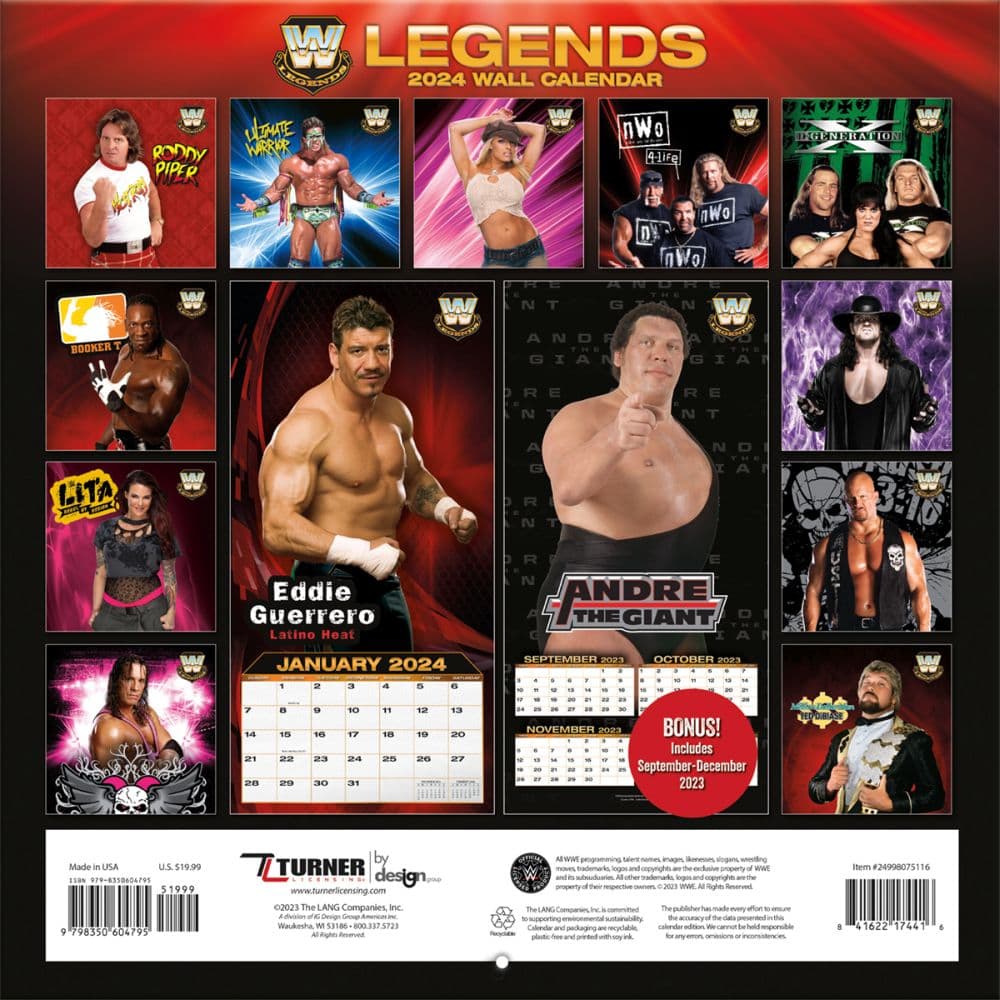 WWE Legends 2024 Wall Calendar First Alternate Image width="1000" height="1000"