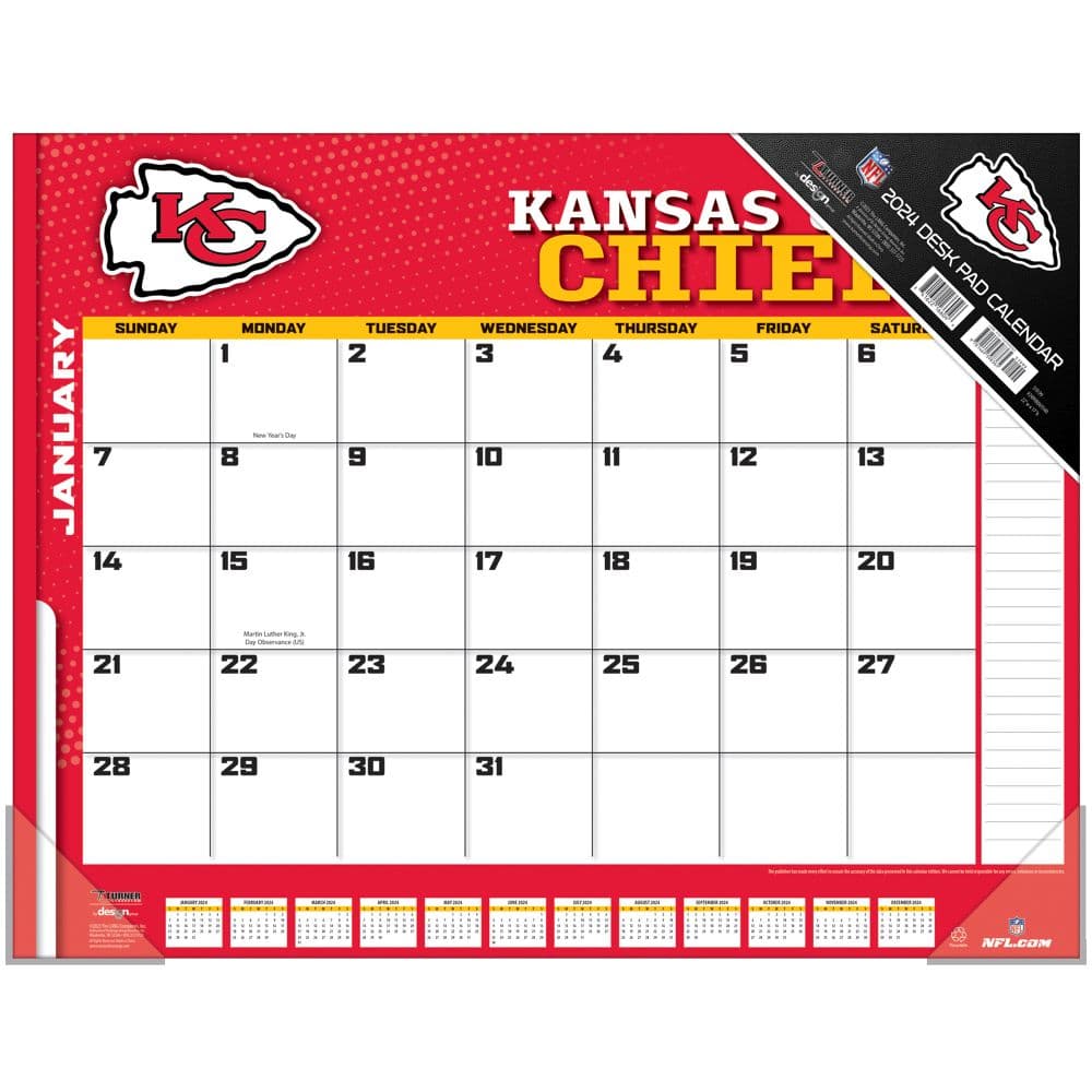 NFL Kansas City Chiefs 2024 Desk Pad Calendars
