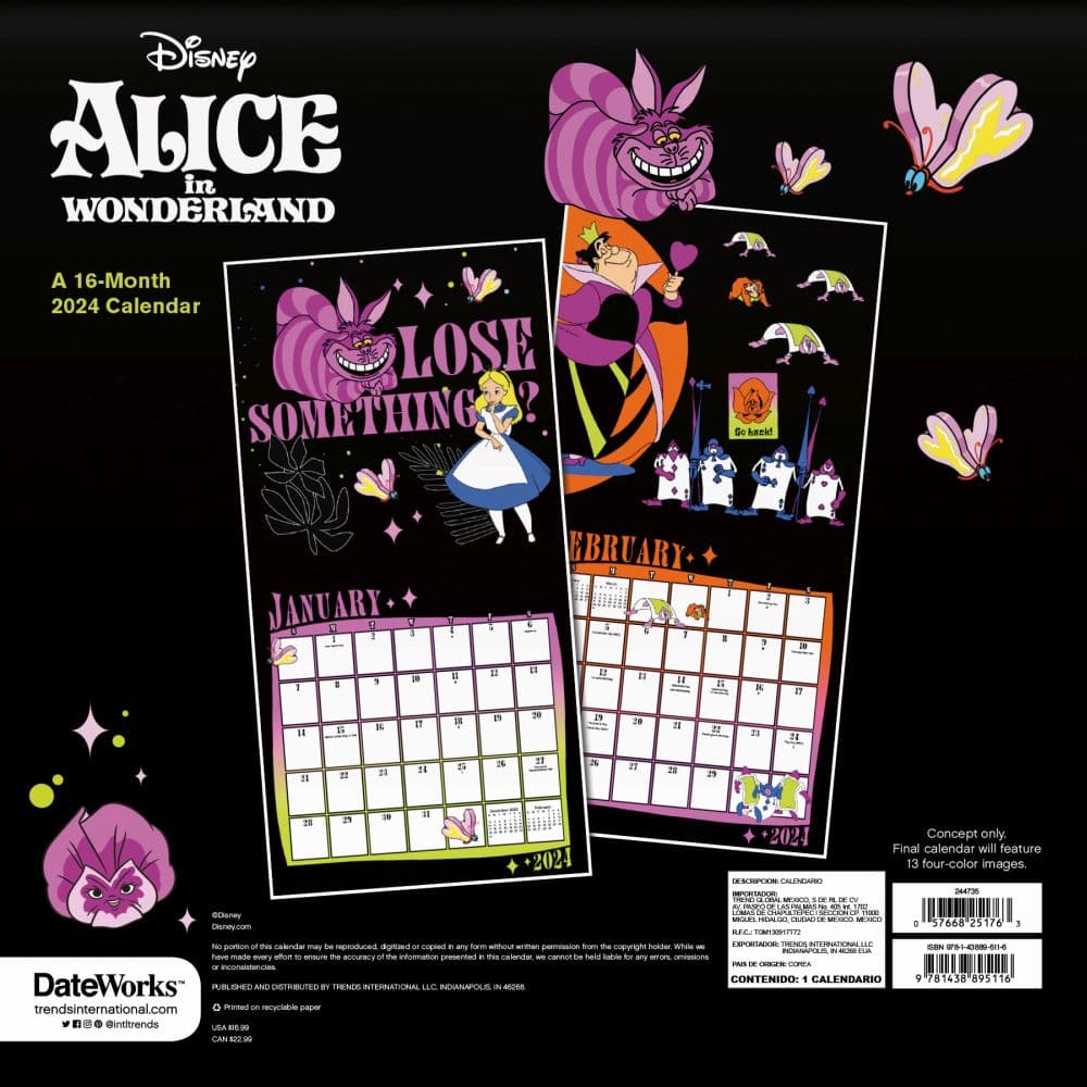 Disney Alice & Wonderland 2025 Wall Calendar