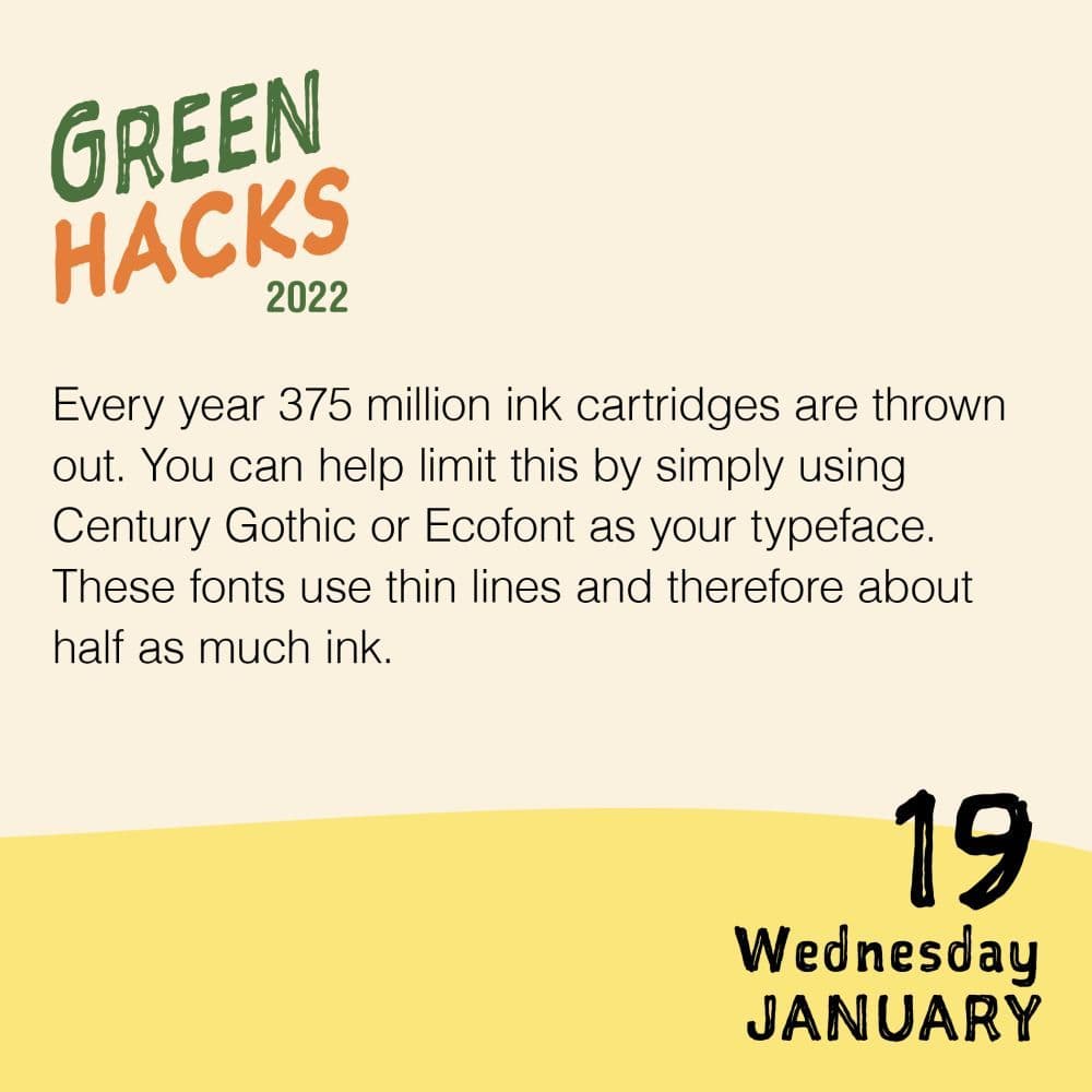 Life Hacks Green Edition 2022 Day-To-Day Calendar - Calendars.com