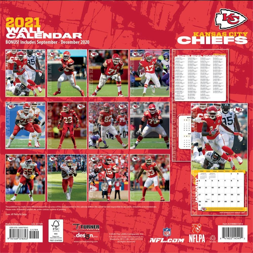 Kansas City Chiefs Wall Calendar Calendars