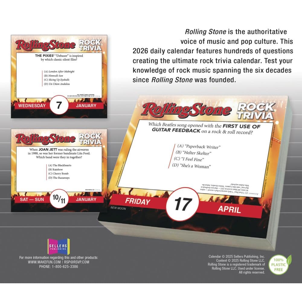 Rolling Stone Rock Trivia 2026 Desk Calendar First Alternate Image