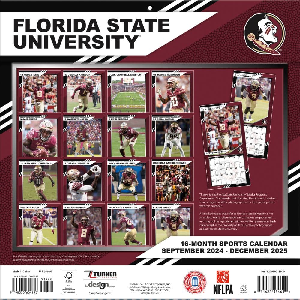 Florida State Seminoles 2025 Wall Calendar - Calendars.com