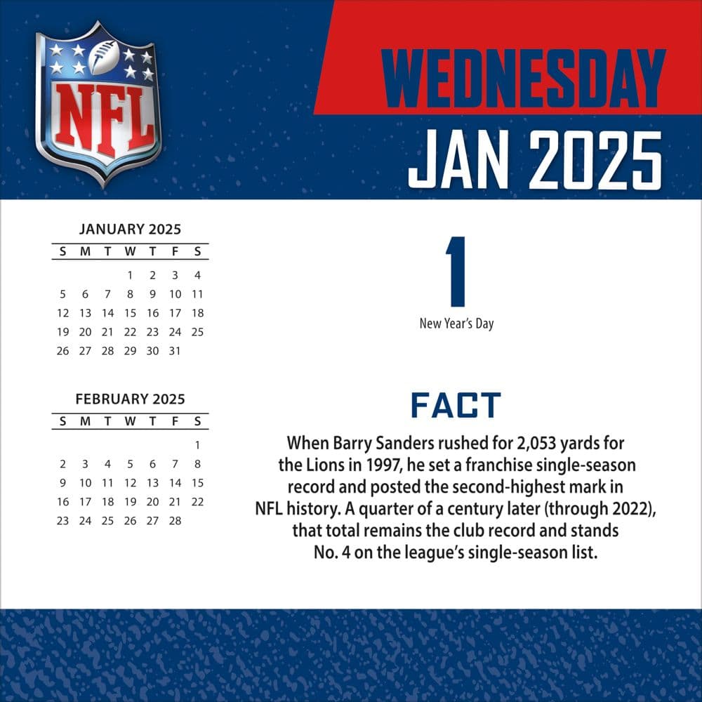 NFL All Team 2025 Desk Calendar First Alternate Image