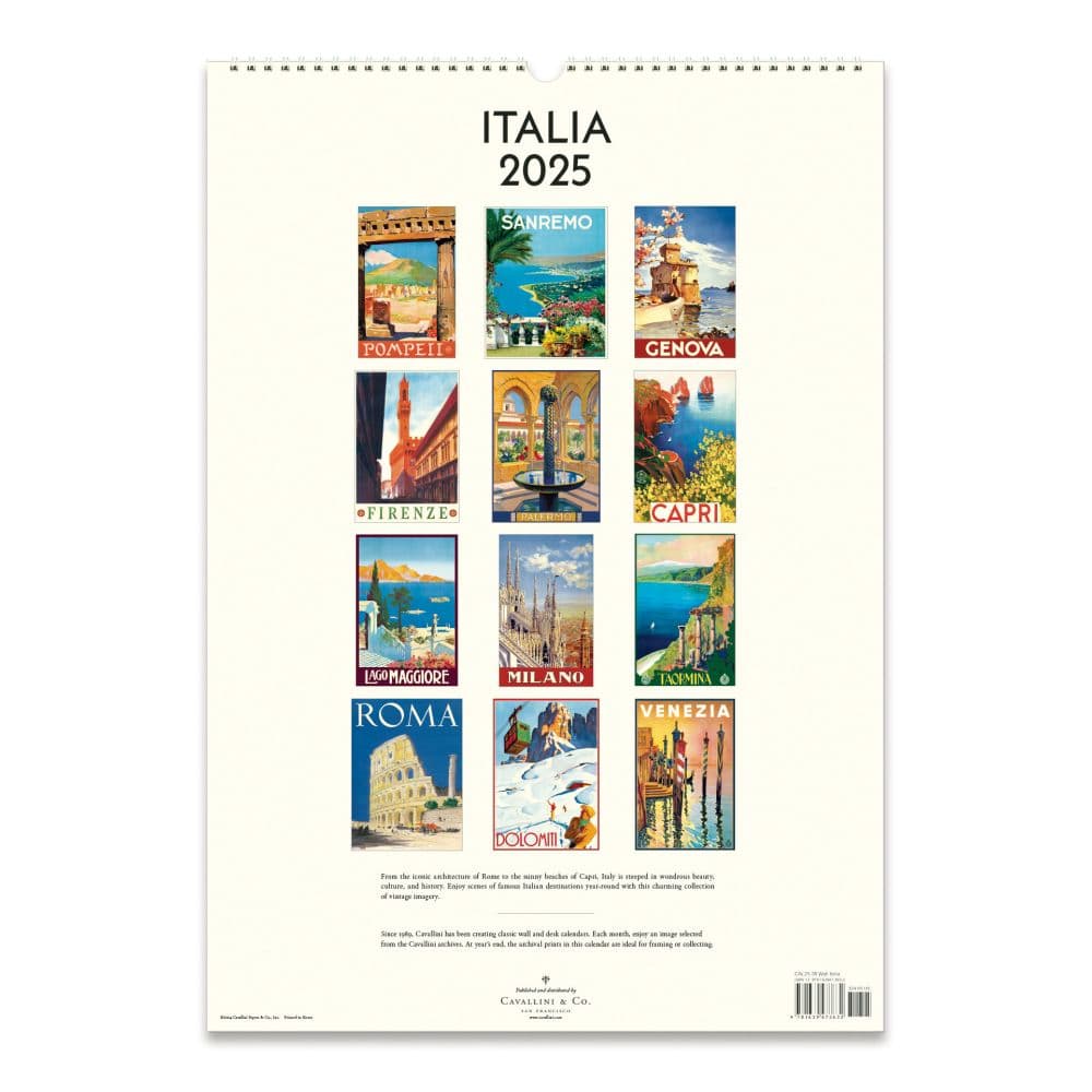 Italia Art Poster 2025 Wall Calendar Second Alternate Image width="1000" height="1000"