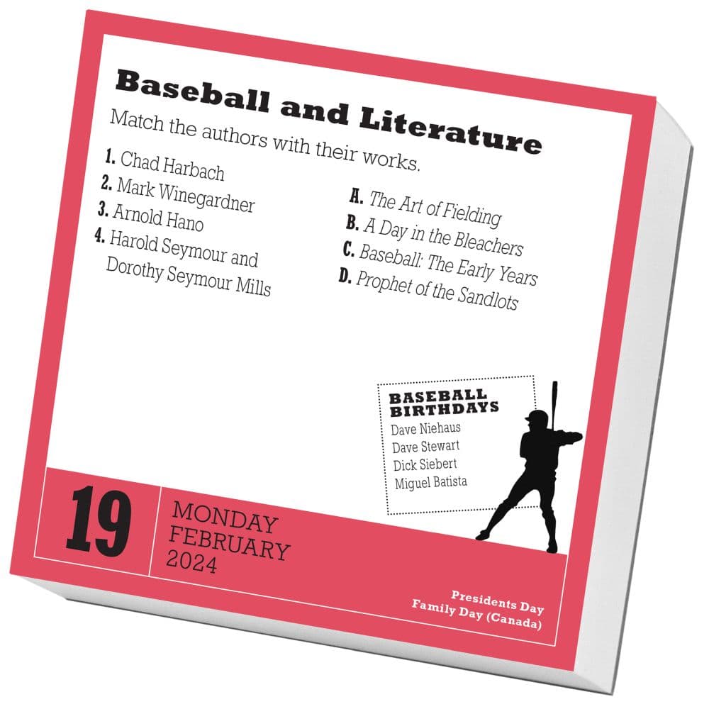 Baseball Trivia 2024 Desk Calendar