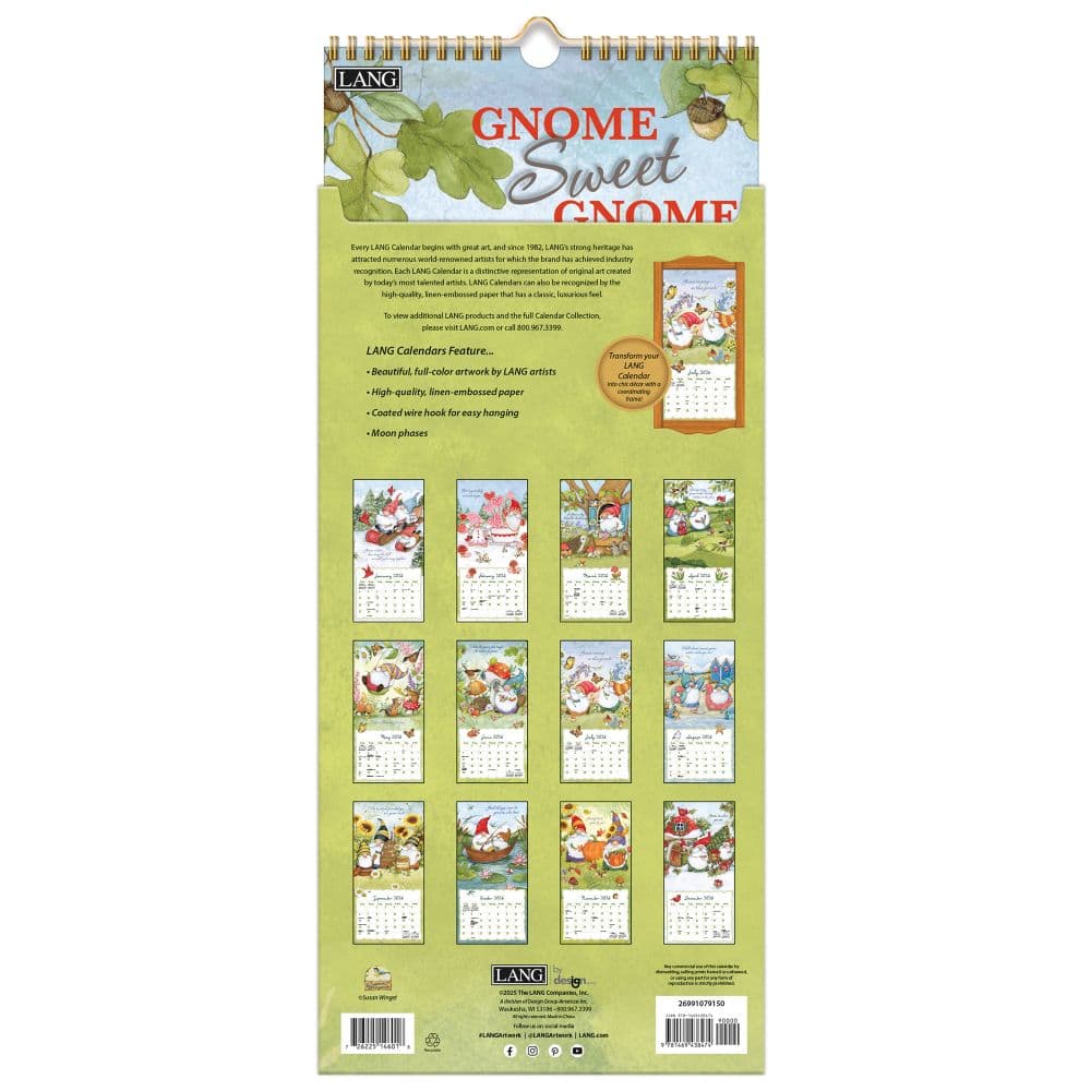 Gnome Sweet Gnome 2026 Vertical Wall Calendar_ALT3