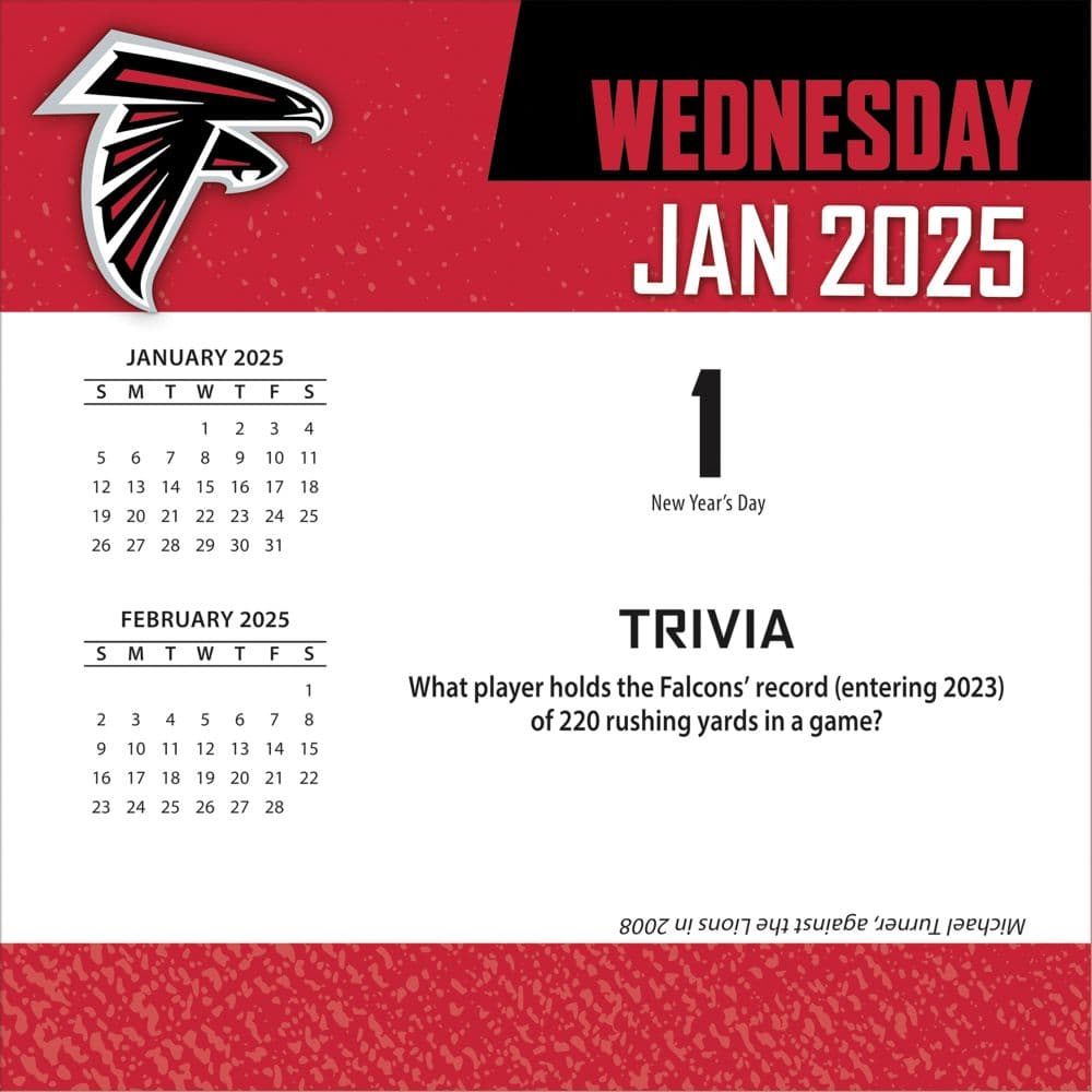 NFL Atlanta Falcons 2025 Desk Calendar First Alternate Image