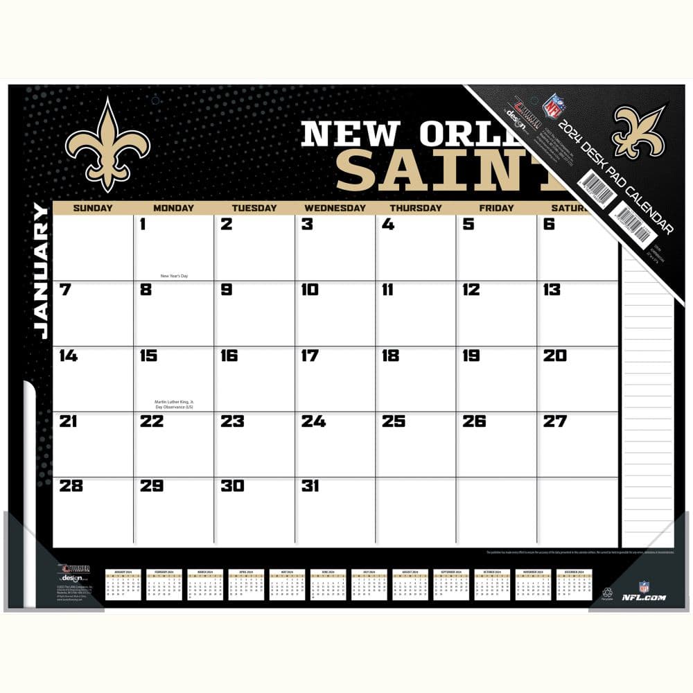 NFL New Orleans Saints 2024 Desk Pad Main Product Image width=&quot;1000&quot; height=&quot;1000&quot;