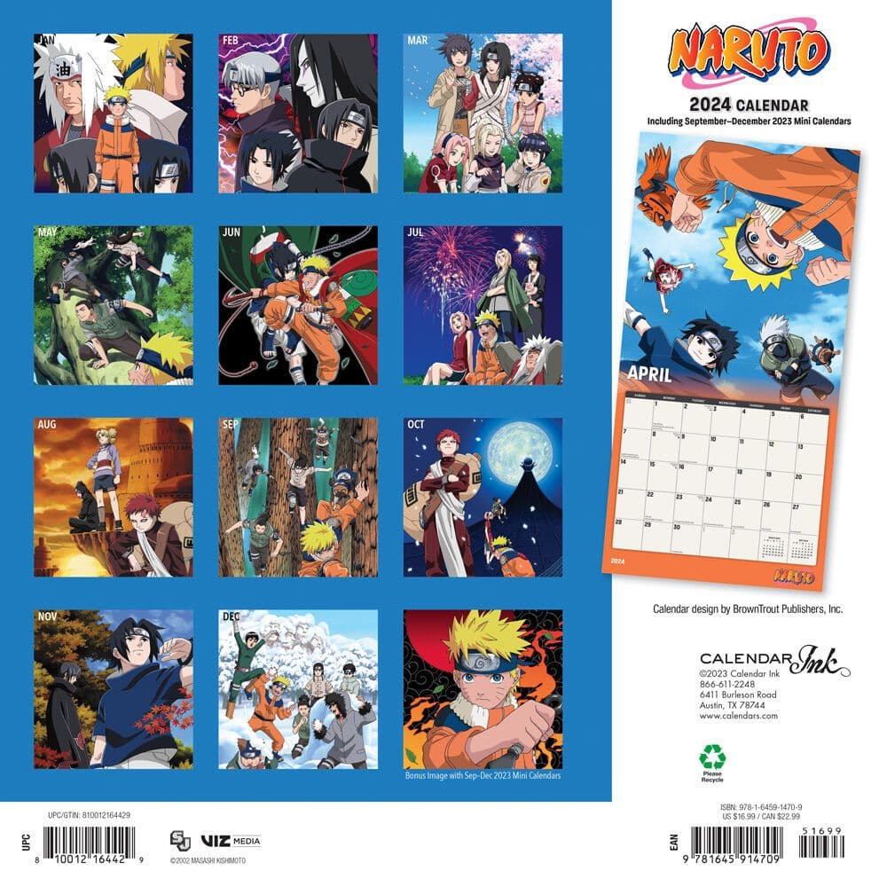 Naruto 2024 Wall Calendar Alt1