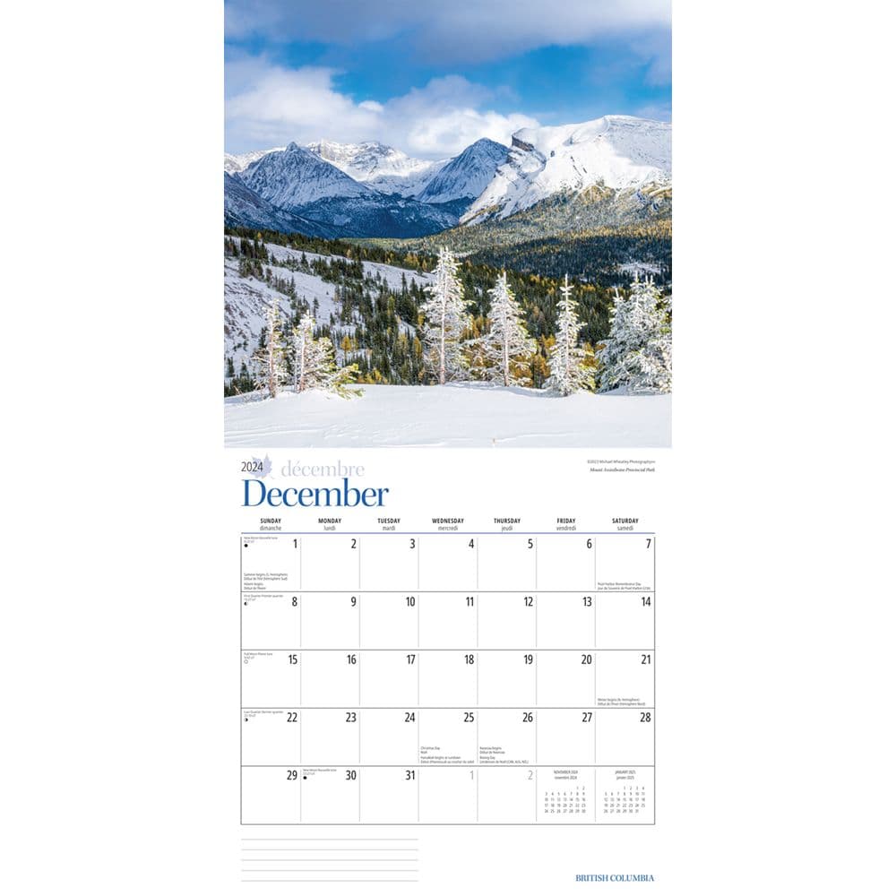 British Columbia 2025 Wall Calendar