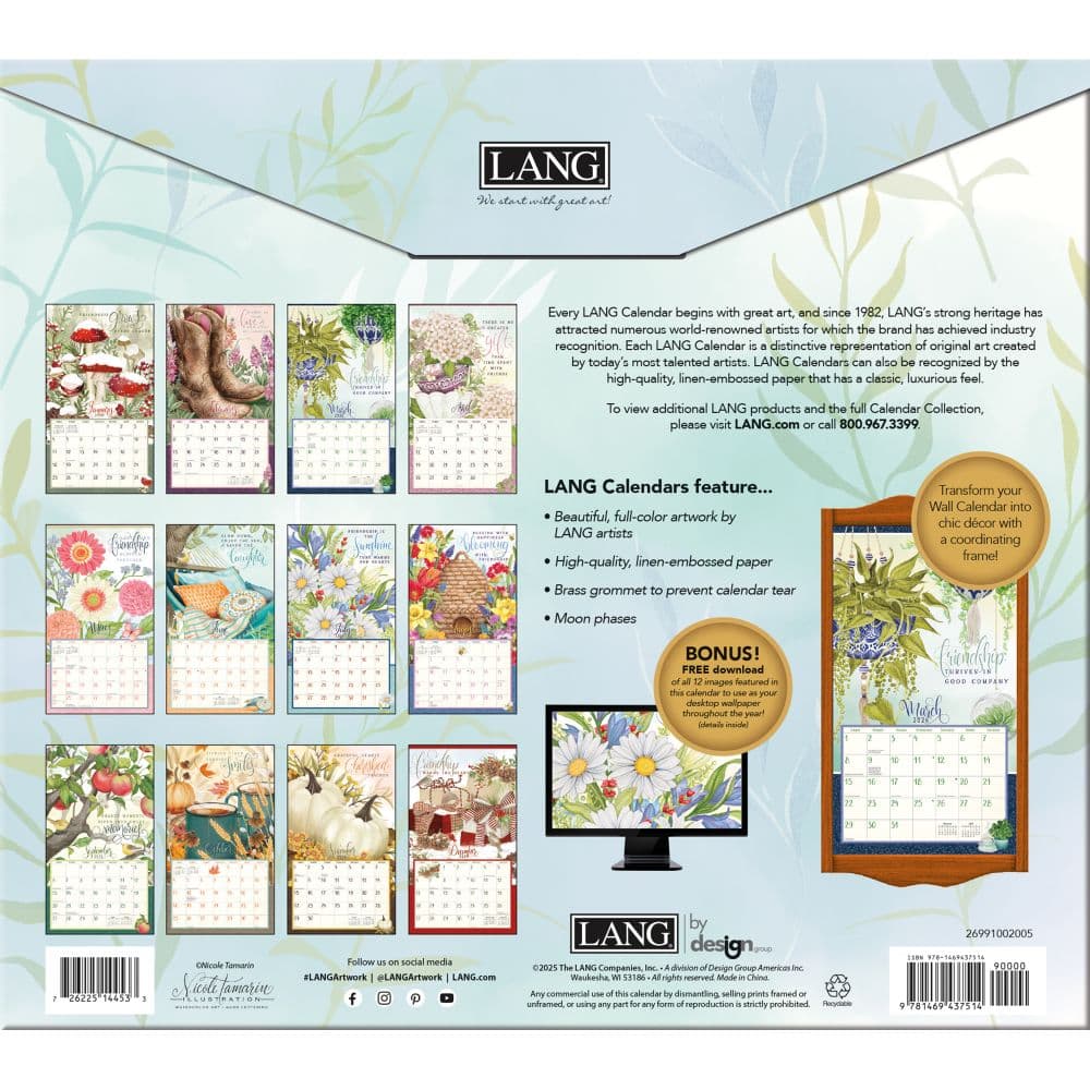 Abundant Friendship 2026 Wall Calendar by Nicole Tamarin_ALT2