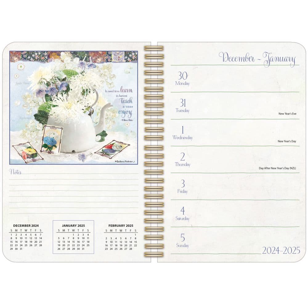 Garden Botanicals 2025 Spiral Engagement Planner by Barbara Anderson