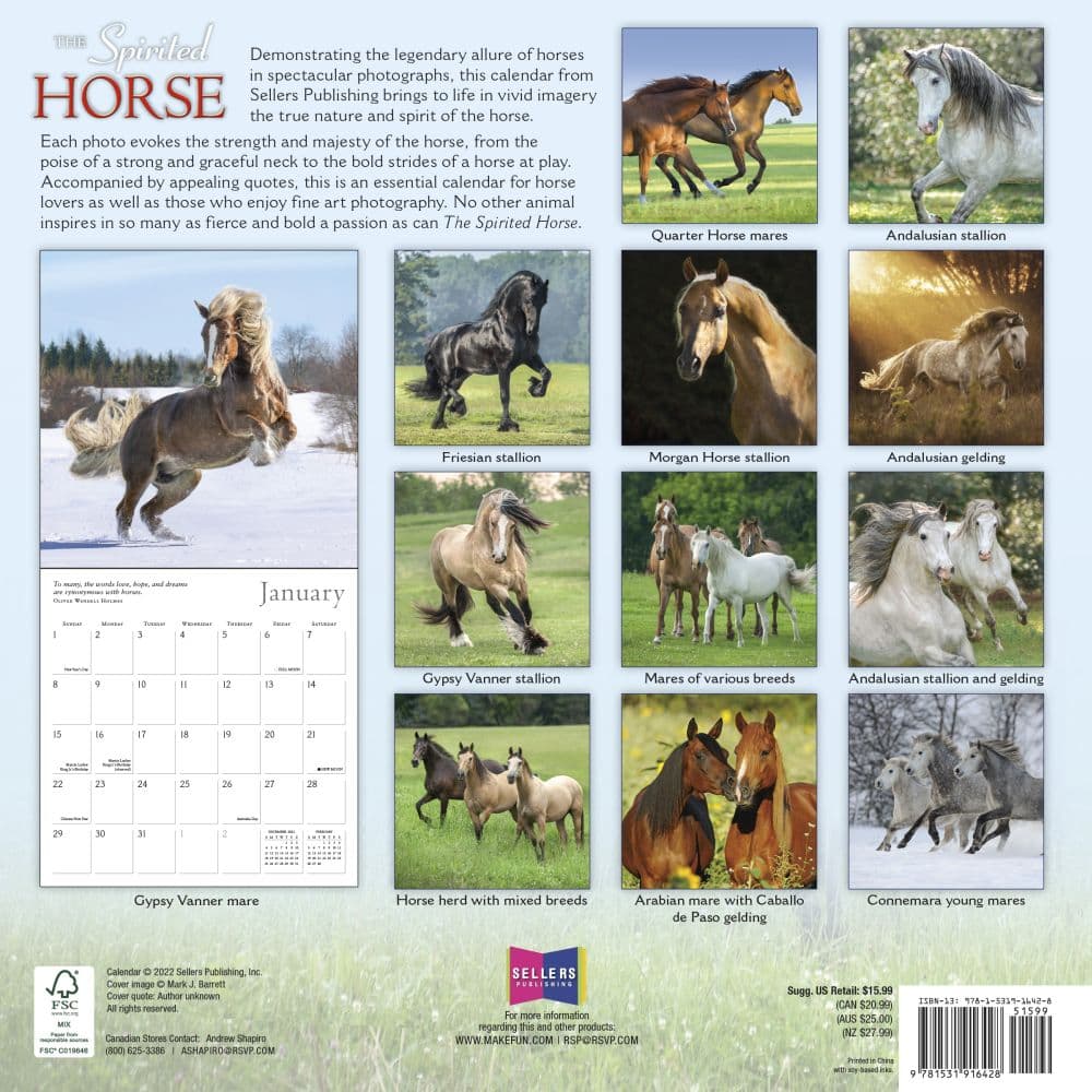 Horse Spirited 2023 Wall Calendar - Calendars.com
