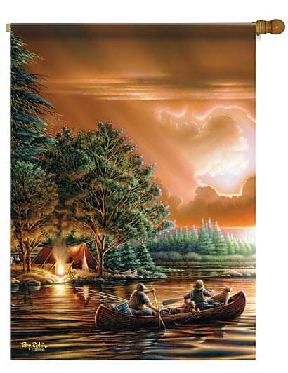 Evening Rendezvous Outdoor Flag-Large - 28" x 40" by Terry Redlin Main Image