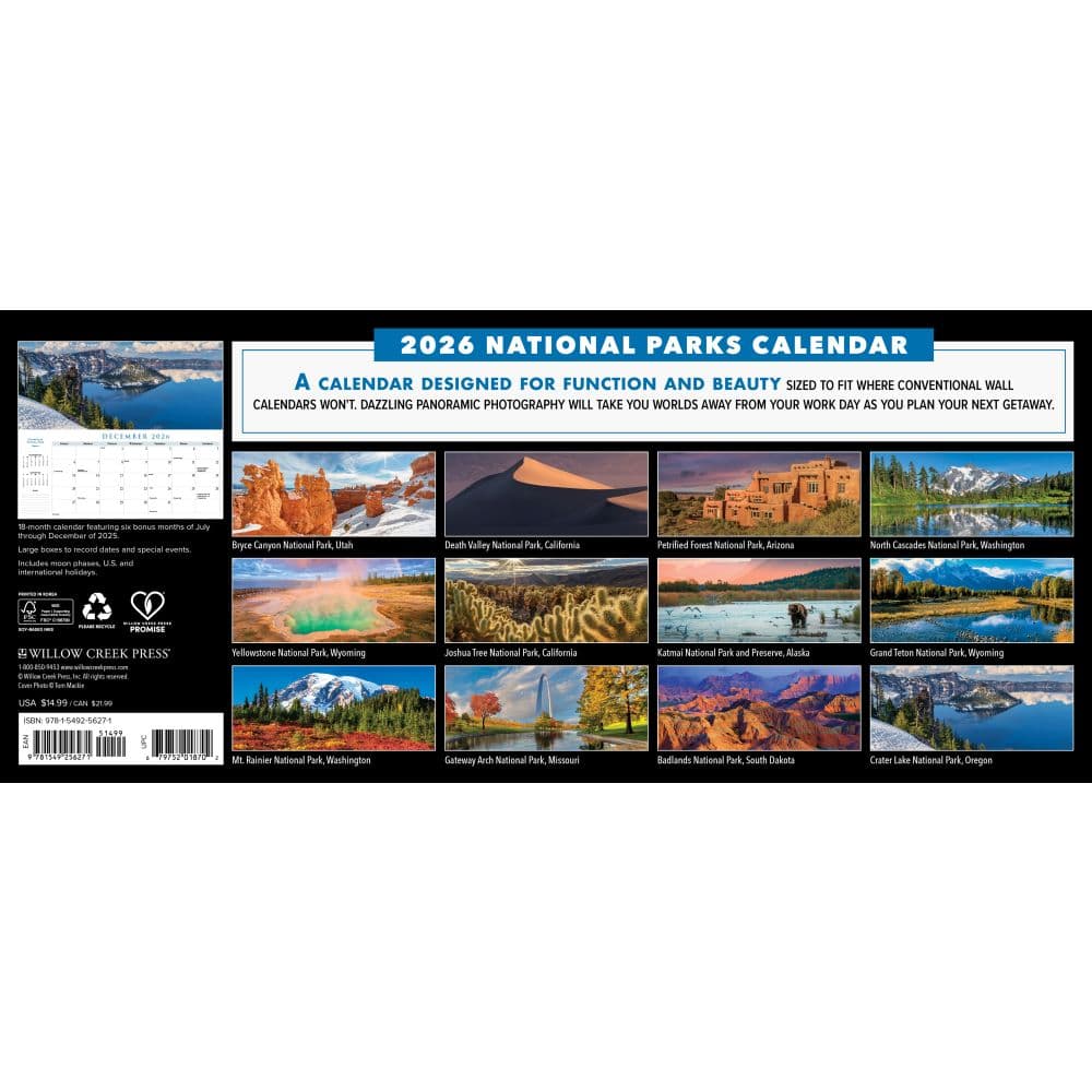National Parks Panoramic 2026 Wall Calendar First Alternate Image