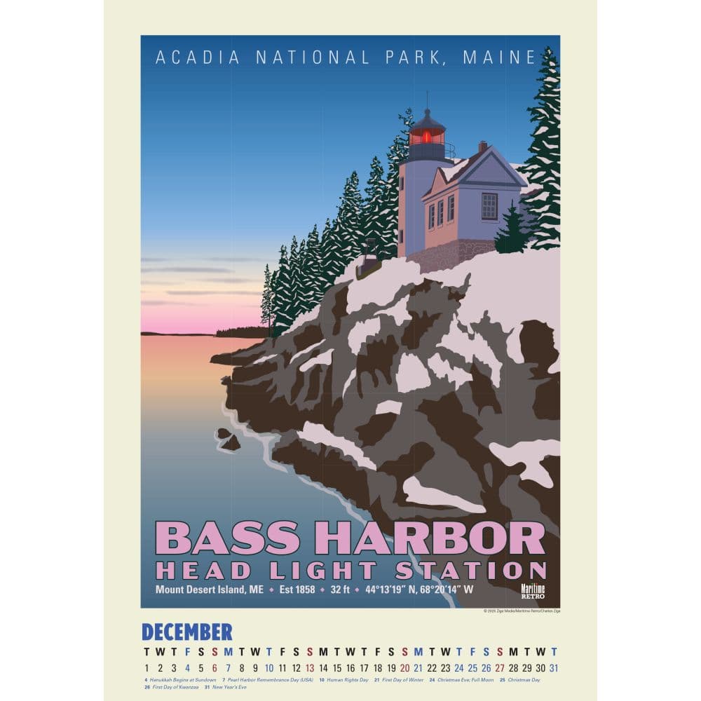 New England Lighthouses Posters 2026 Wall Calendar Third Alternate Image