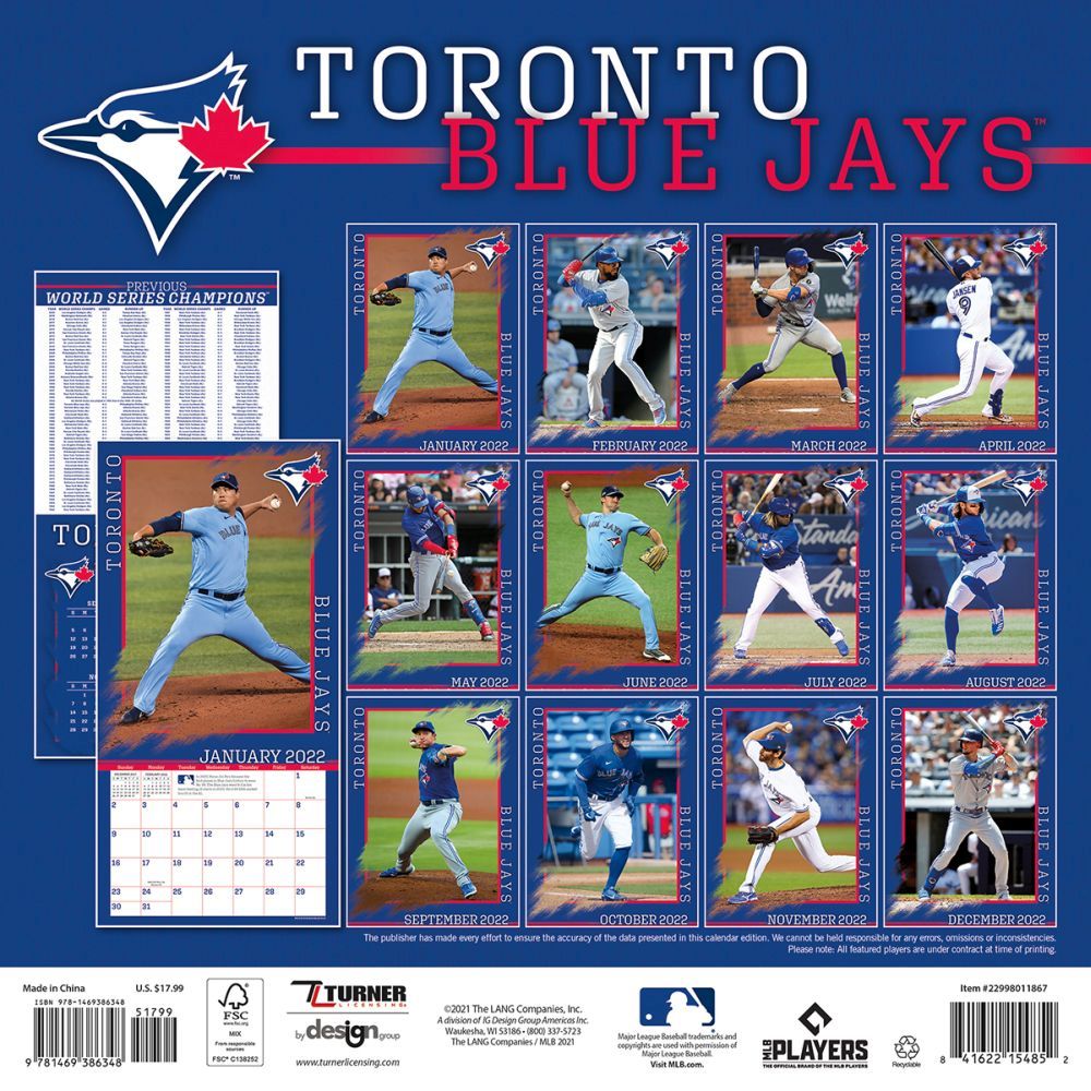 Mlb Calendar 2022 Mlb Toronto Blue Jays 2022 Wall Calendar - Calendars.com