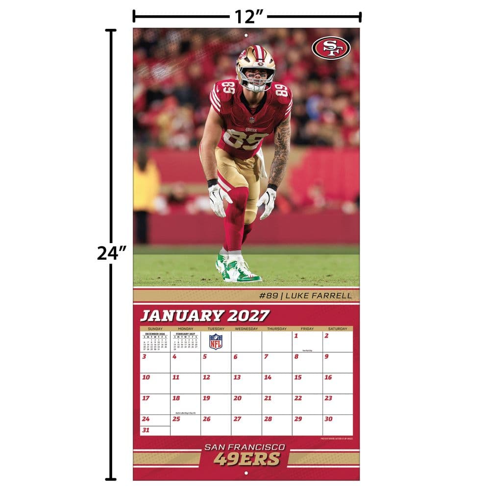 NFL San Francisco 49ers 2027 Wall Calendar Fourth Alternate Image