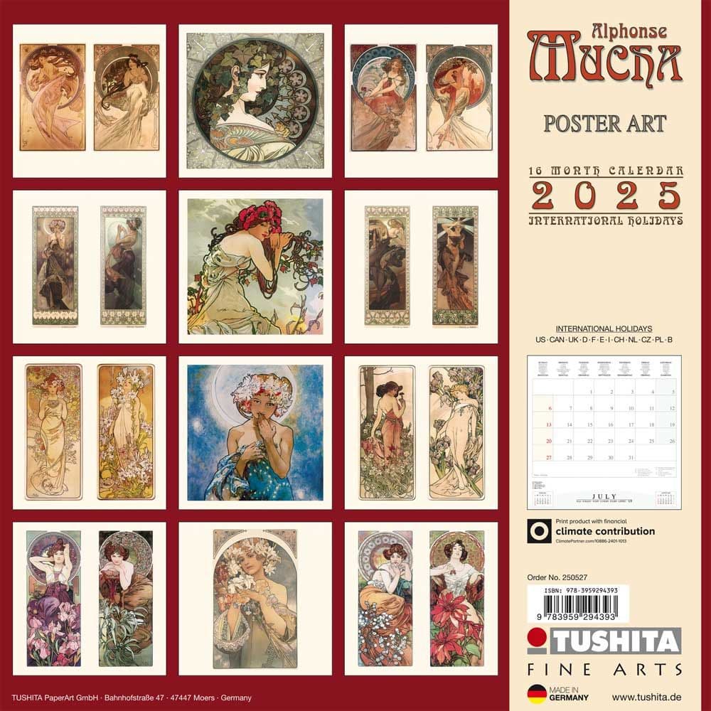 Mucha Poster Art 2025 Wall Calendar