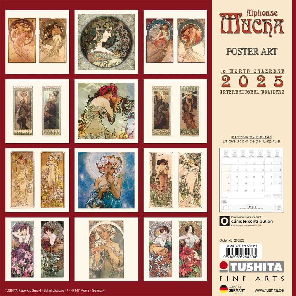 Mucha Poster Art 2025 Wall Calendar First Alternate Image width="1000" height="1000"