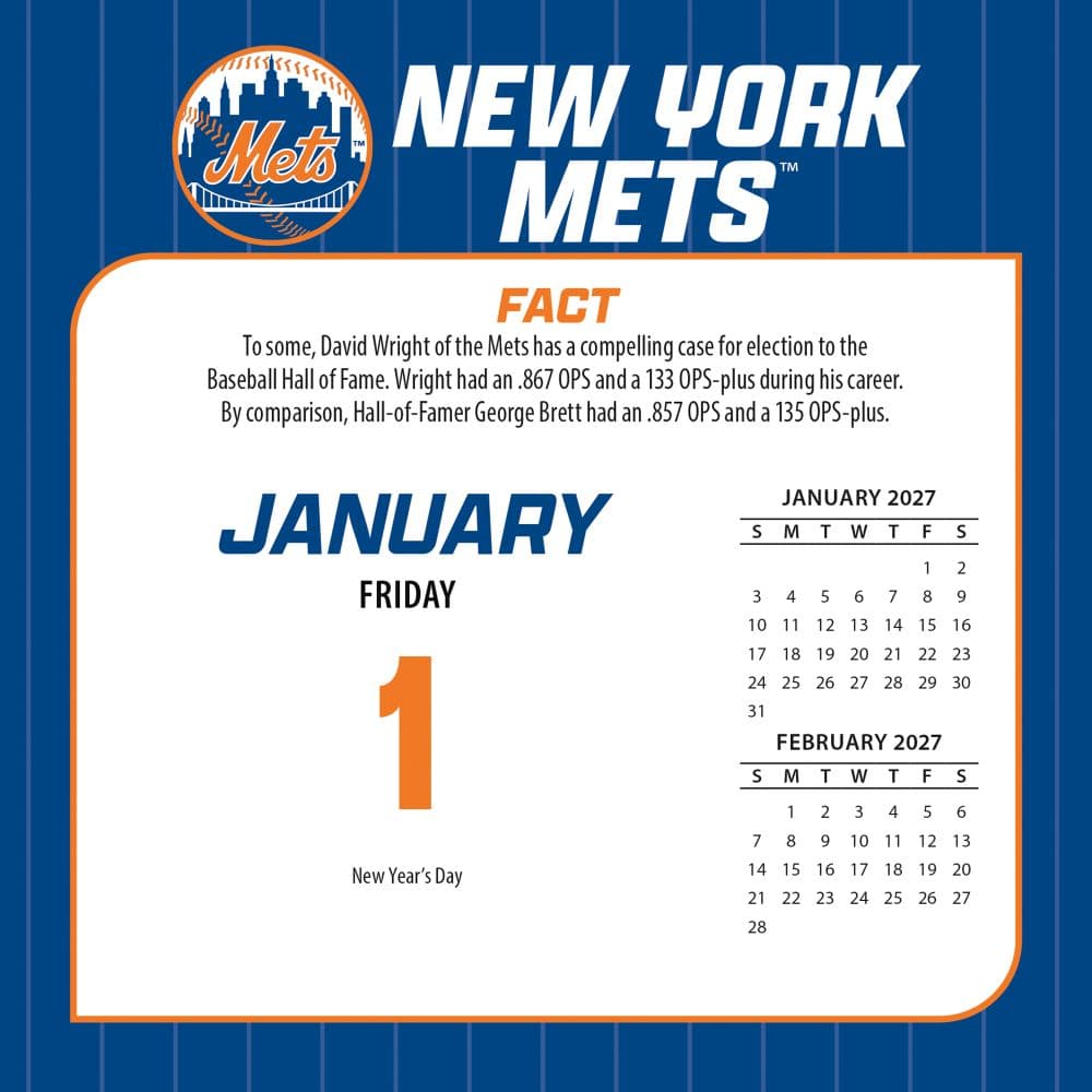 MLB New York Mets 2027 Desk Calendar Second Alternate Image