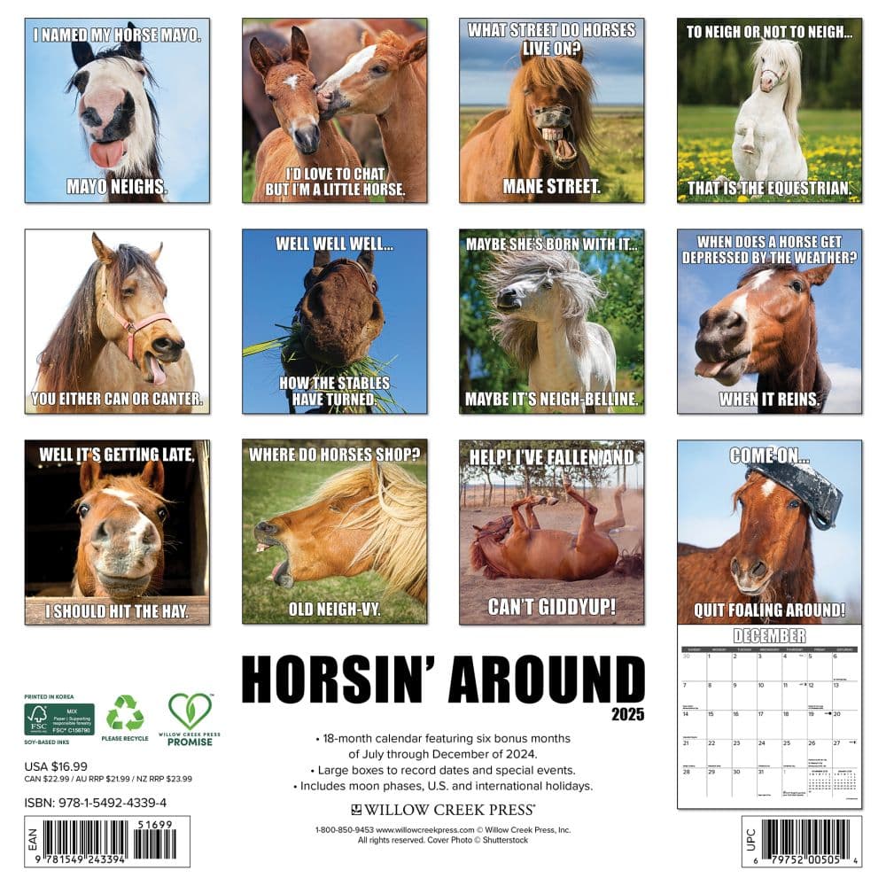 Horsin Around 2025 Wall Calendar First Alternate Image width="1000" height="1000"