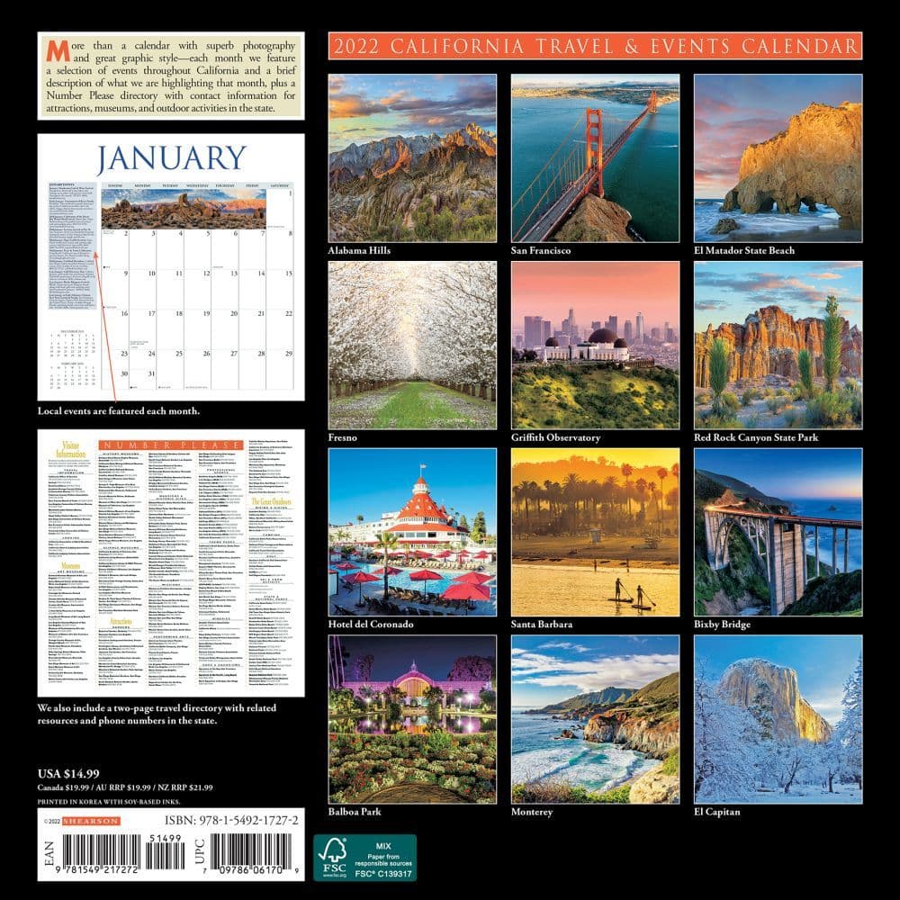 California Travel and Events 2022 Wall Calendar - Calendars.com