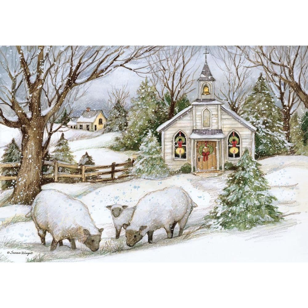 Grazing Morning Petite Christmas Cards by Susan Winget Main Image