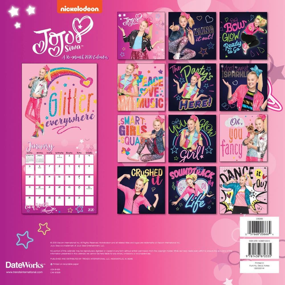 Jojo Siwa Wall Calendar