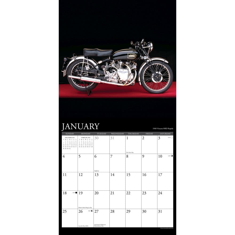 Classic Motorcycles 2026 Wall Calendar Second Alternate Image