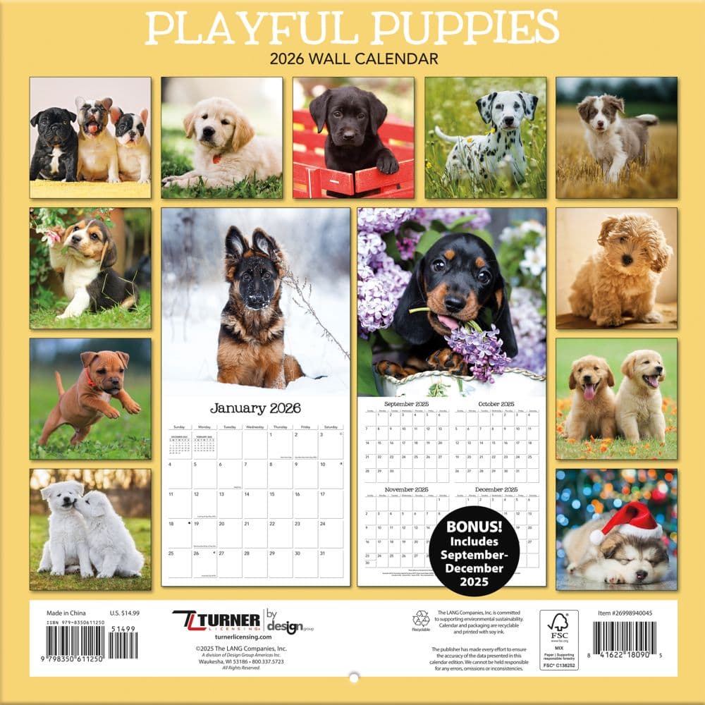 Playful Puppies 2026 Wall Calendar_ALT1