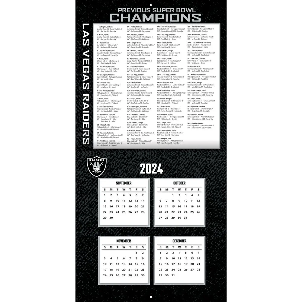 NFL Las Vegas Raiders 2025 Wall Calendar