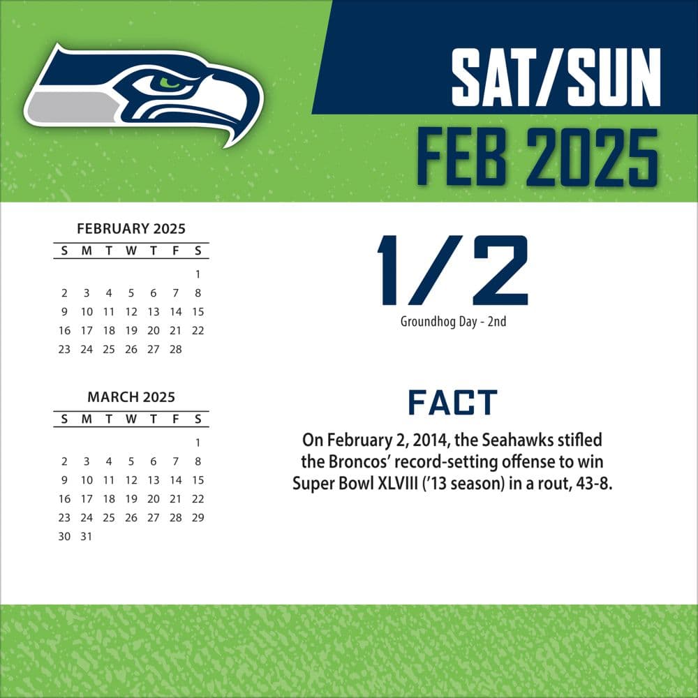 NFL Seattle Seahawks 2025 Desk Calendar Weekend