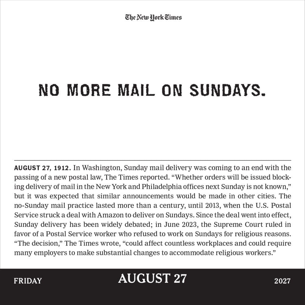 New York Times Headlines in History 2027 Page-A-Day Desk Calendar Third Alternate Image