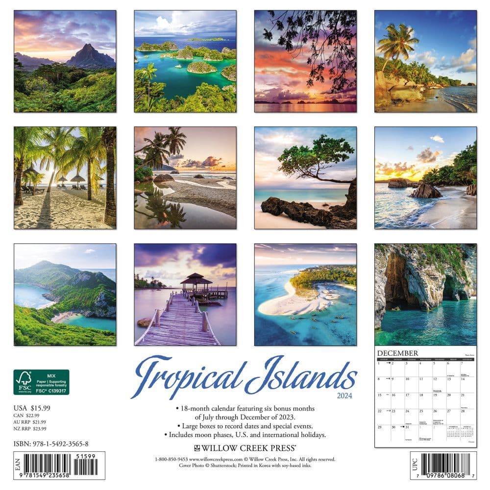 Tropical Islands 2024 Wall Calendar