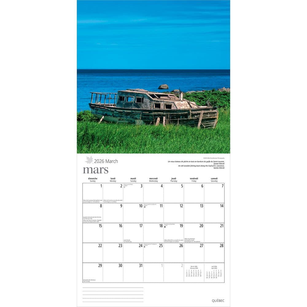 Quebec 2026 Wall Calendar Second Alternate Image