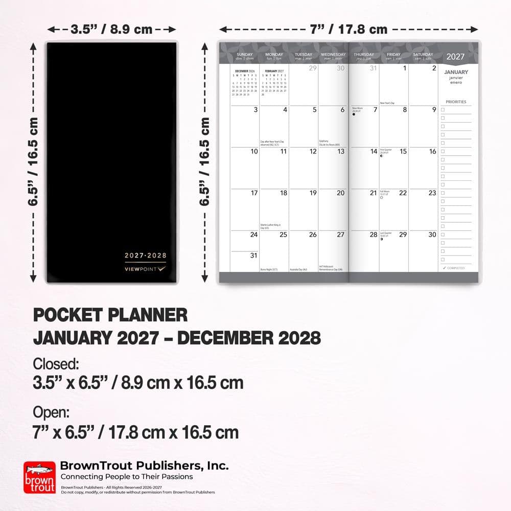 Black View Point 2027 2 Year Pocket Planner Sixth Alternate Image