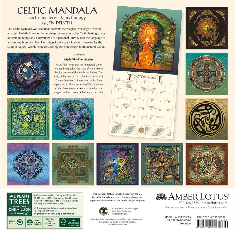 Celtic Mandala 2024 Wall Calendar back