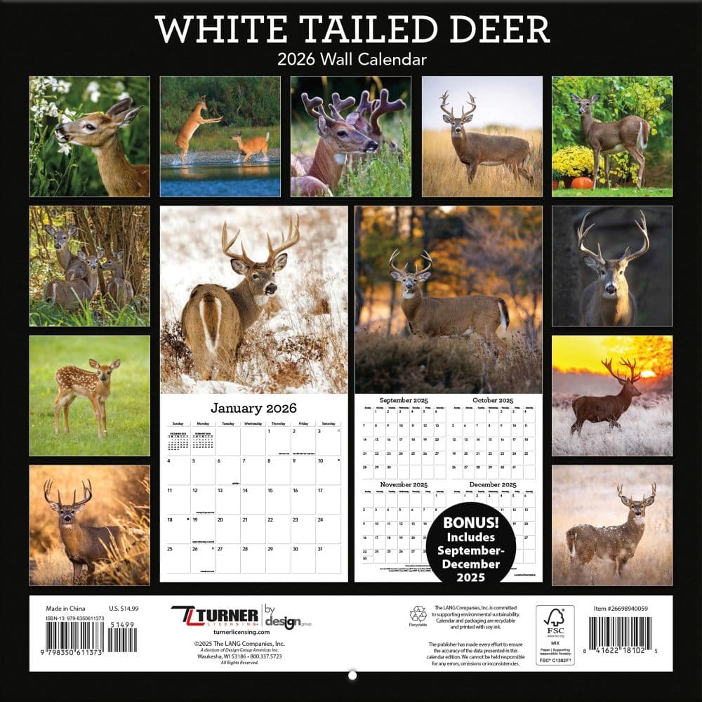 White Tailed Deer 2026 Wall Calendar_ALT1