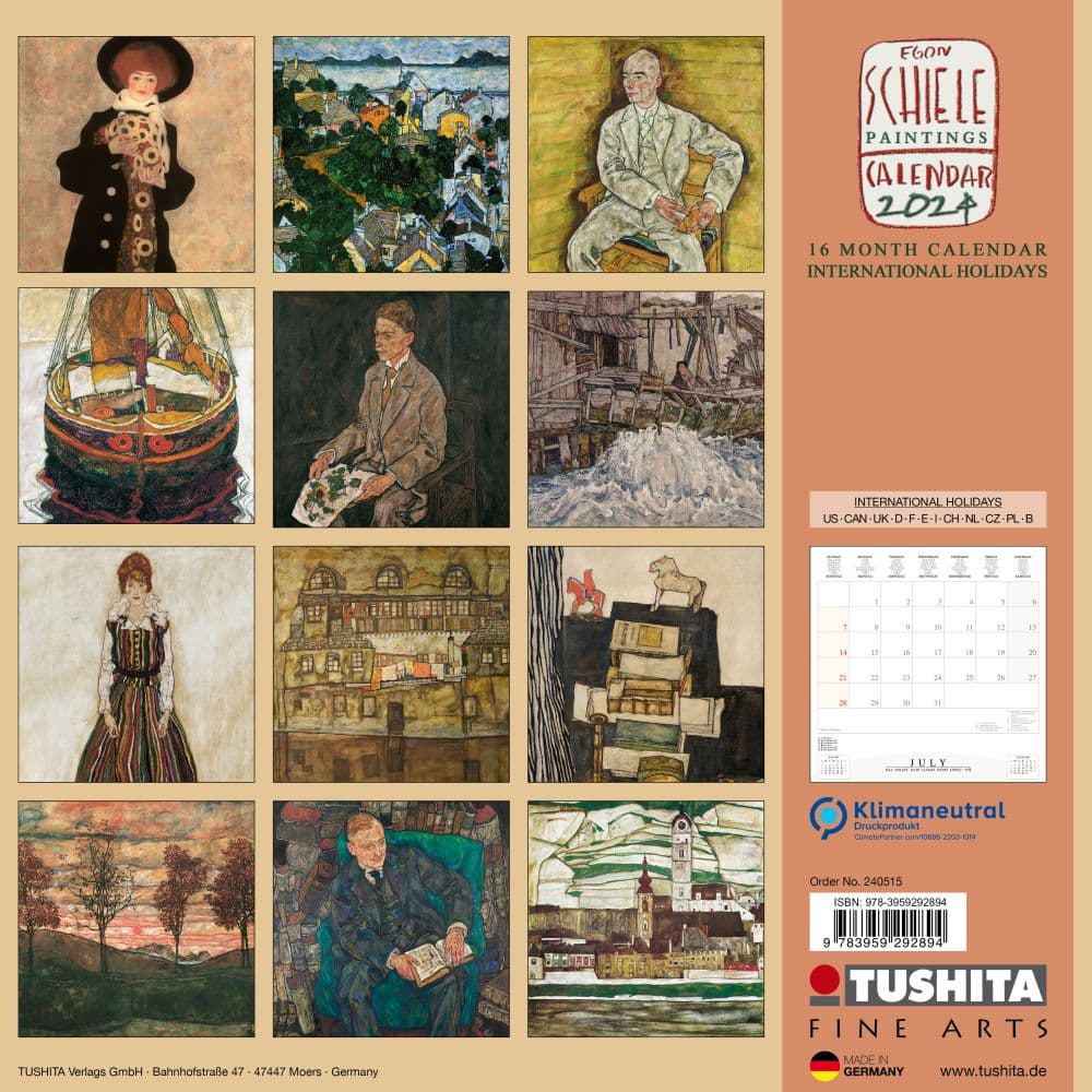 Schiele Paintings 2024 Wall Calendar First Alternate Image width=&quot;1000&quot; height=&quot;1000&quot;
